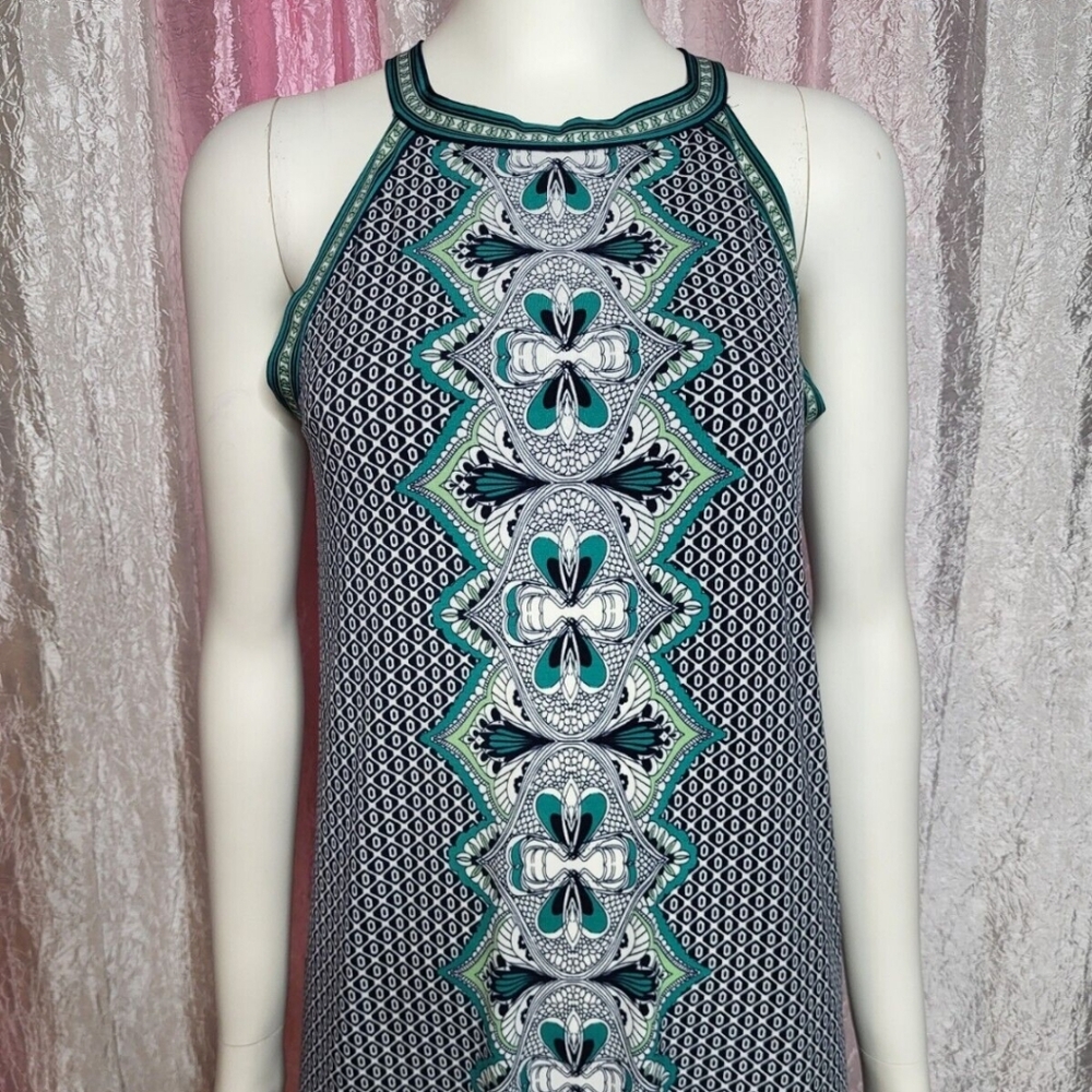NWT Max Studio Green & Navy Sleeveless Dress 👗 Size XL